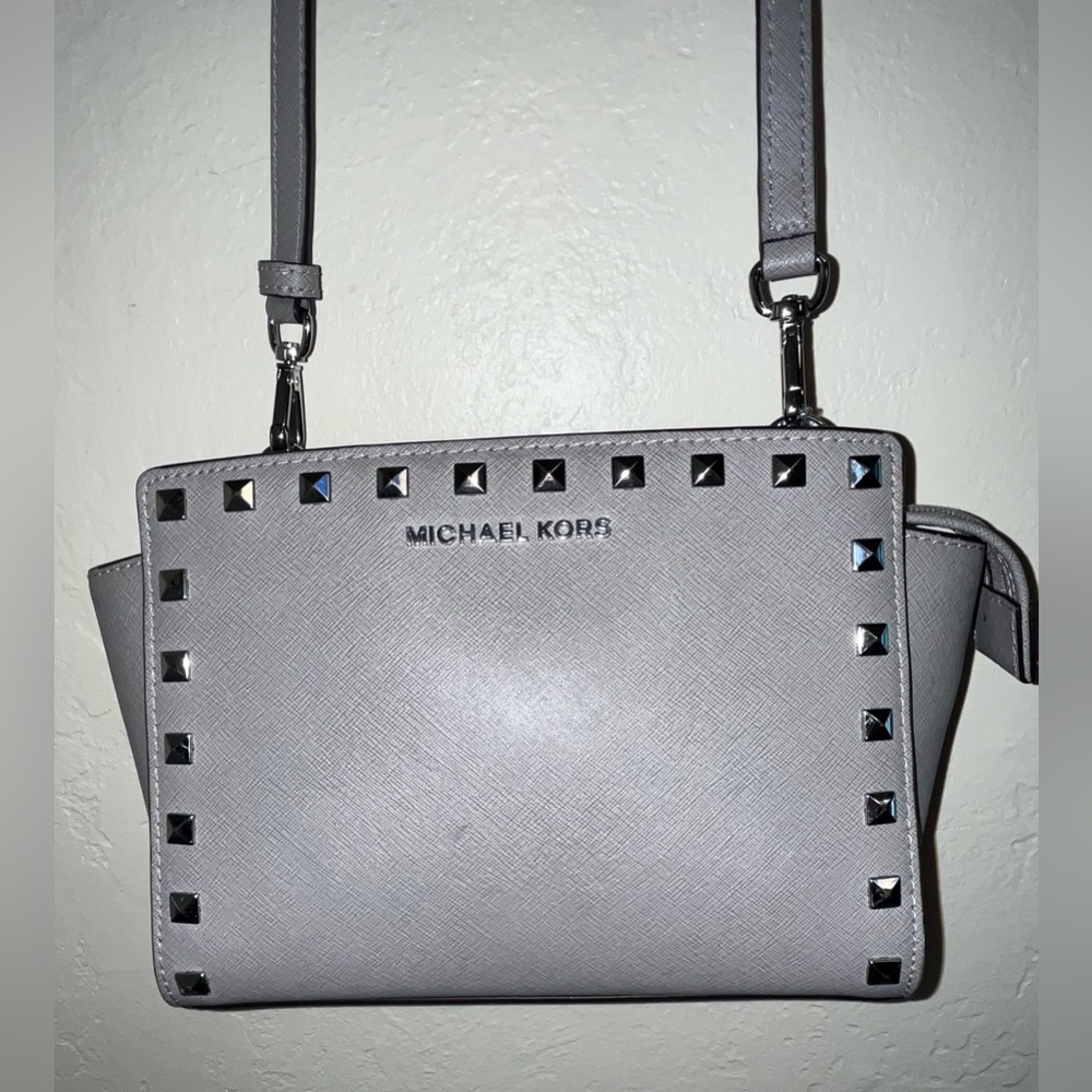 Michael Kors Silver Studded Crossbody Bag